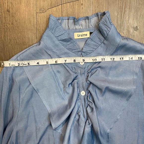Ursime Light Blue Ruffled Button-Up Blouse - Picture 6 of 9